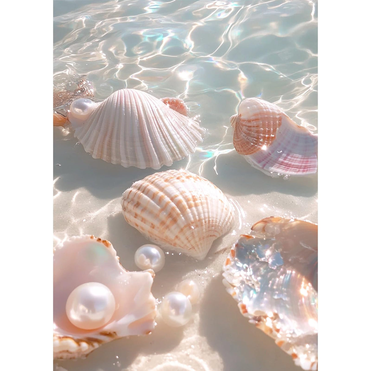 MAXBYE Seashell Diamond Paintings Kits for Adults, Beach Diamond Art for Beginners, Seashell Gem Painting Crafts Home Wall Decor, DIY Gem Art Crysta Seashell Perfect for Relaxation, 12x16in MAXBYE
