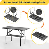 ROOMTEC 36 Inch Dog Grooming Table,Foldable Pet Grooming Tables at Home with Adjustable Arm,Nooses, Mesh Tray ROOMTEC