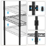 M MZG 1250 lbs 5 Tier Shelf Metal Storage Shelves Wire Rack Closet Organizers with Wheel for Garage Kitchen Bathroom Laundry Black 13.7" D x 23.6" W x 62.4" H M MZG