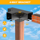 Wilkblck Pergola Brackets Kit 4''x 4'', Gazebo Brackets 2 Set Heavy Duty 4-Way Right Angle Corner Bracket with Pergola Post Base, DIY Pergola Kit Wilkblck