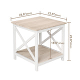 ChooChoo End Table, 24 Inch End Table with 2-Tier Storage Shelf, Side Table for Living Room, Wood Nightstand for Bedroom, Office, Oak ChooChoo