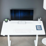 VIVO Electric Height Adjustable 44 x 24 inch Sit Stand Up Desk, Memory Controller, White Top White Frame, DESK-E144W VIVO
