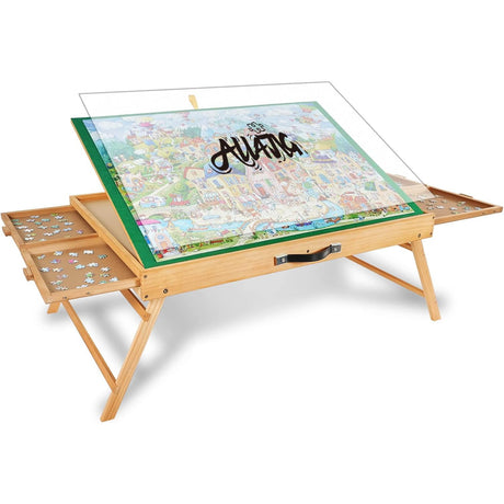ALL4JIG 2000PCS Portable Puzzle Table with Legs, Adjustable Jigsaw Wooden Puzzle Board with 4 Drawers & Cover Birthday Gift for mom, 3-Tilting-Angle Jigsaw Puzzle Table for Adults ALL4JIG