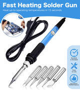 Hicello Soldering Iron Kit, 60W 220V Adjustable Temperature Welding Tool, including 5PCS Replacement Tips, Temperature Adjust Soldering Iron, Desoldering Pump, Tin Wire Tube, Soldering Iron Stand Hicello