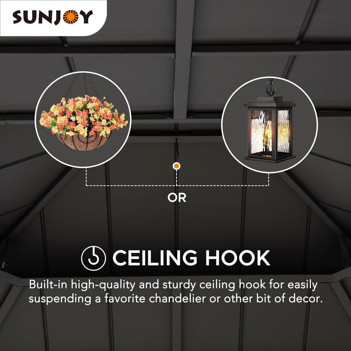 Sunjoy 11 x 13 ft. Hardtop Gazebo Outdoor 2-Tier Steel Hardtop Metal Gazebo with Dual Rails and Ceiling Hook, Suitable for Patio & Backyard by SummerCove, Grey Sunjoy