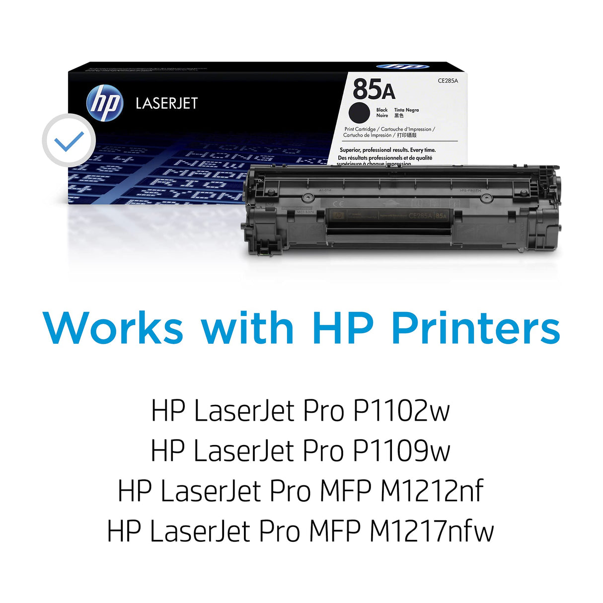 HP 85A Black Toner Cartridge | Works with HP LaserJet Pro P1102, P1109 Series, HP LaserJet Pro MFP M1212, M1217 Series | CE285A HP