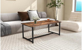 VERFARM 35.4" Rectangular Coffee Table for Living Room, Modern Industrial Style Coffee Table Center Table with Metal Frame for Small Space, Apartment, Office, Easy Assembly, Brown VERFARM