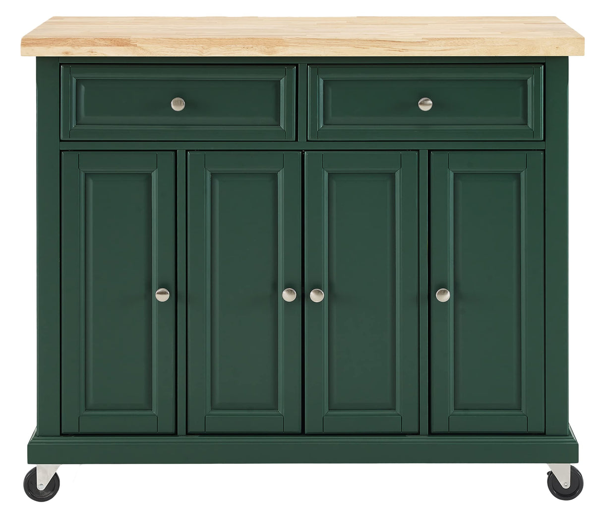 Crosley Furniture Madison Kitchen Island with Solid Wood Top and Optional Casters, Emerald Green Crosley Furniture