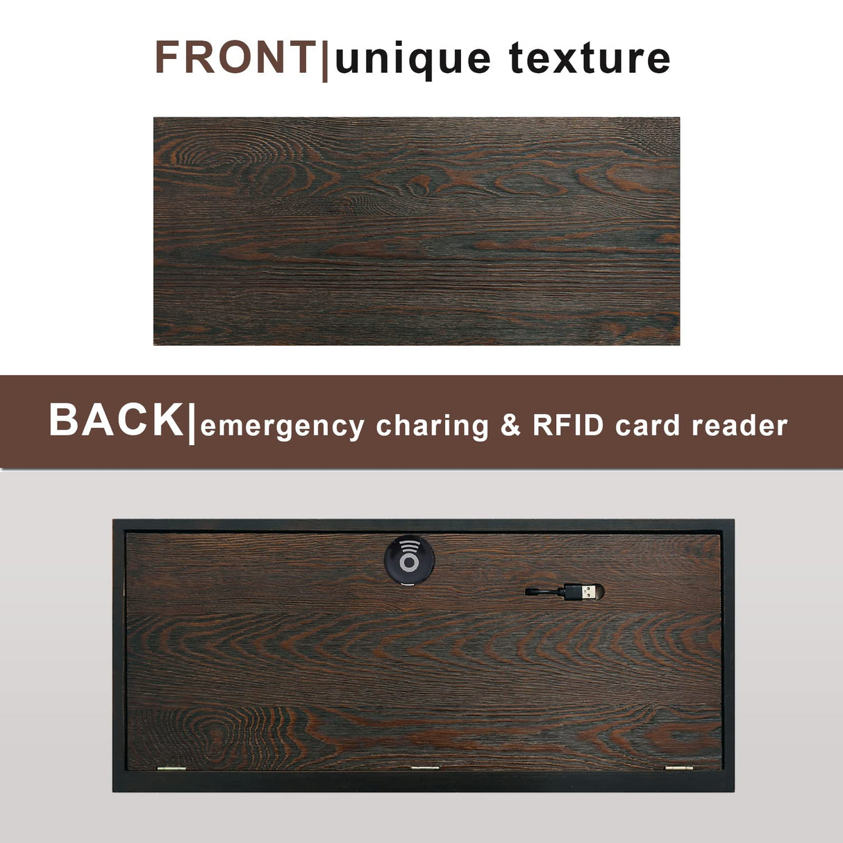 LAPTAIN Husband Gift-Rustic Floating Shelf with Hidden Compartment for Gun Storage, Wall Shelves for Living Room Décor, Wooden Concealment Shelf, RFID Lock, Espresso LAPTAIN