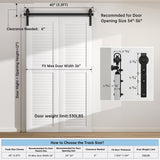 BONIKLUBA 40" Bi-folding Sliding Barn Door Hardware Kit for 2 Doors,Smoothly&Quietly,Black Track J Shape Roller-[Doors not included] BONIKLUBA