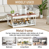 EDWINENE 39.4 Inches White Coffee Table for Living Room, Farmhouse Coffee Table with Storage Shelf EDWINENE