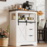 JUMMICO White Storage Cabinet with Doors and Drawers, Farmhouse Sideboard Buffet, Kitchen Pantry Hutch Cabinet, Coffee Bar for Living Room, Dining Room JUMMICO