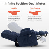 MCombo Dual Motor Large Power Lift Recliner Chair for Elderly, Lay Flat Lift Chair with Heat and Massage, Big Lift Recliner for Tall People, Cup Holders, Fabric 7896 (Large, Navy Blue) MCombo