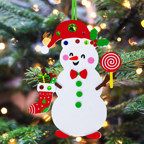 Winlyn 24 Sets Christmas Craft Kits Winter Crafts DIY Christmas Snowman Ornaments Decorations Art Sets Snowman Christmas Foam Stickers Arts and Crafts for Kids Holiday Art Project Classroom Activities Winlyn