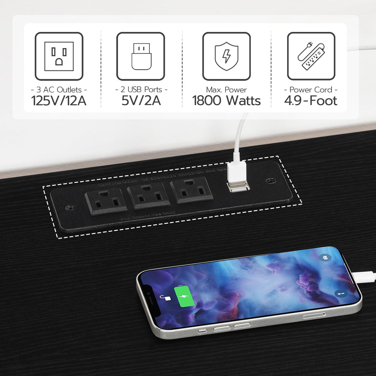 HOOBRO LED TV Stand for 75 Inch TVs with Charging Station, Gaming Entertainment Center with 3-Tier Open Storage, Long 63” Media TV Console Table, TV Stand for Living Room, Bedroom, Black BB21UDDS01 HOOBRO