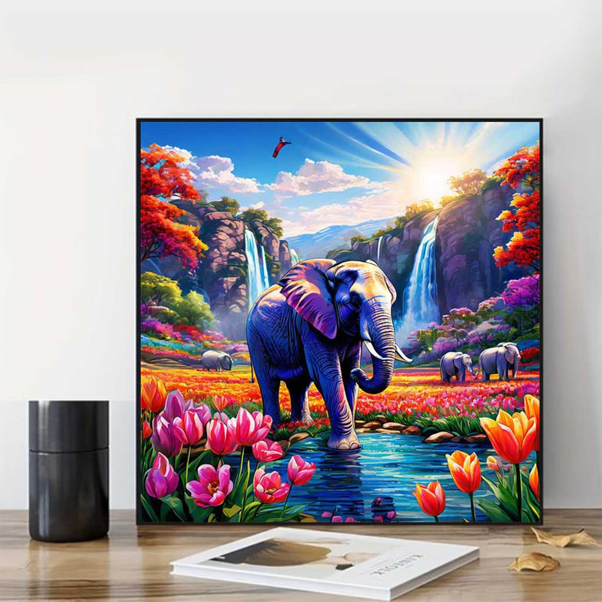 OFRKE Diamond Painting Kits for Adults Beginners 5D Diamond Art Kits with Round Diamonds Gem Art Full Drill Elephant Painting for Home Wall Decor Gifts 12x16inch OFRKE