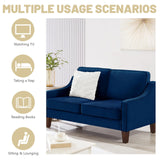 GOAWGO Modern Velvet Loveseat Sofa Couch Upholstered Love Seat Couches with Wooden Legs Comfy 2 Seat Small Couch for Living Room Bedroom Small Spaces, Navy GOAWGO