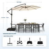 wikiwiki 10ft Patio Umbrella with Base Included, Outdoor Offset Cantilever Umbrella, Infinite Tilt, Crank and Cross Base, Beige wikiwiki