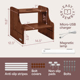 NIFTAKE Kids Step Stool, 250lb Capacity - Safe, Durable, Bamboo Step Stool Kids, Wooden Step Stool for Toddlers, Toddler Step Stool for Bathroom sink, Kids Stool, Toddler Stool-with Auto Light (Brown) NIFTAKE