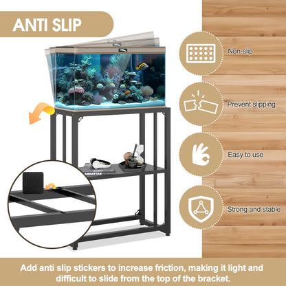 Grehitk Fish Tank Stand, Aquarium Stand for 10-15 Gallon, Upgrade Aquarium Turtle Tank, Adjustable 2-Tier Fish Tank Rack Shelf, Reptile Tank Terrariums Tank Breeder Reptile Tank Stand - WoodArtSupply