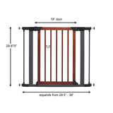 MidWest Homes for Pets 29 Inches Tall Walk-Though Wood Decorative Steel Pet Gate, Pressure Mounted Dog Gate Measures 29H x 29.5-38W Inches & Includes two 3-Inch-Wide Extensions, Wood Decorative MidWest Homes for Pets