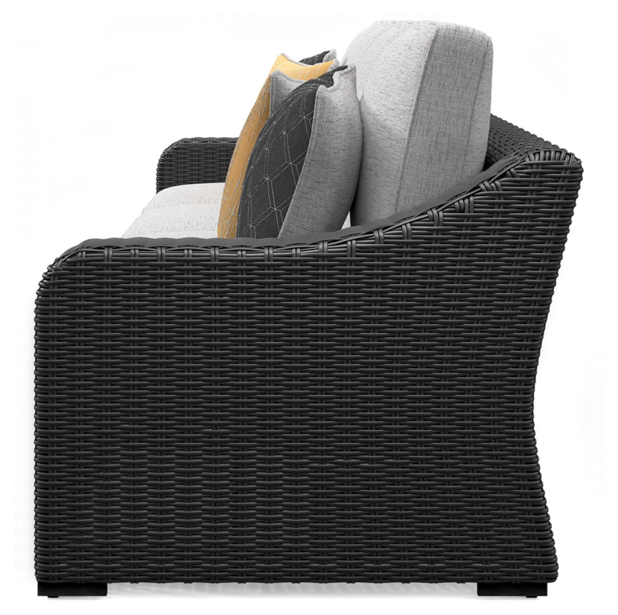Signature Design by Ashley Beachcroft Casual Weather Resistant 2-Piece Outdoor/Indoor Loveseat with Cushion and 4 Toss Pillows, Black & Light Gray Signature Design by Ashley
