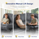 Recliner Sofa 3 Seater Sofa with Recliner, Home Theater Seating with Liftable Console & Removable Armrest, Manual Velvet Fabric Reclining Couch with Cup Holders & USB Ports for Living Room/RV (Grey) MOSGAT