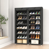 JIUYOTREE 7-Tier Shoe Storage Organizer with Dustproof Cover - Closet Cabinet Shelf Holds up to 28 Pairs - for Doorway, Corridor, Balcony, Living Room - Black JIUYOTREE
