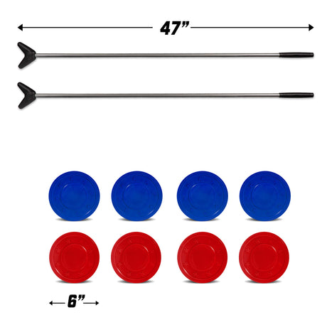 GoSports Driveway Shuffleboard Game Set - Includes 2 Shuffleboard Cue Sticks, 8 Pucks, 2 Pieces of Chalk GoSports