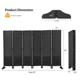 VINGLI Freestanding Pegboard with Support Feet, 5 FT Wood Room Divider Display Board Organizer, Folding Privacy Screen Partition Space Separator for Craft Shows Events Retail (Black, 6 Panel) VINGLI