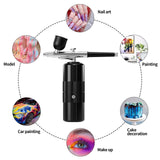 Airbrush Kit with Compressor Portable Airbrush Kit 48PSI High-Pressure Non-Clogging Air Brush Set Cordless Rechargeable with 0.3mm Nozzle and Cleaning Brush for Painting,Nail Art, Makeup (black) CBVCBV