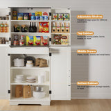 Sunny Heart 72" H Kitchen Pantry Storage Cabinet, Farmhouse Pantry Cabinet with 4 Doors, Adjustable Shelves, Drawer,Wood Cupboard for Kitchen, Dining Room, Bathroom, Off White Sunny Heart