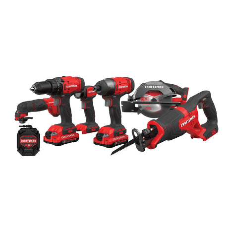 CRAFTSMAN V20 Cordless 6-Tool Power Tool Combo Kit with 2 Batteries and Charger (CMCK600D2) CRAFTSMAN
