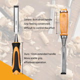 4-Piece Wood Chisel Set, Carbon Steel Blades with Ergonomic Handle, 3/8" 1/2" 3/4" 1" for Woodworking, Durable Metal Strike Cap (5-inch Handle for Comfortable Grip) TOOLMAYS