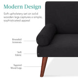 Best Choice Products Mid-Century Modern Upholstered Futon, Convertible Folding Sofa Bed, Small Couch w/Rounded Armrests, 2 Cupholders - Black Best Choice Products