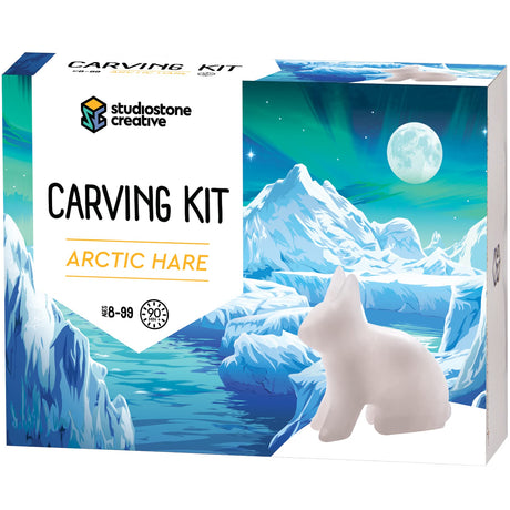 STUDIOSTONE CREATIVE DIY Arts & Crafts Carving Kit Kids Adults Artic Hare Alabaster Sculpture Soapstone STUDIOSTONE CREATIVE