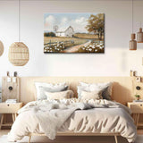 Farmhouse Barn Canvas Wall Art Rustic Farm Nature landscape Decor Pictures Retro Flower Field Meadow Barn Windmill Posters Prints for Home Decoration Bathroom Bedroom Living Room Decoration styfasin
