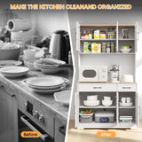 Huisenitre 70 inch Kitchen Pantry Cabinet with Ports, Pantry Cabinet with Microwave Rack, Farmhouse Style Kitchen Pantry with Storage Drawers, Suitable for Living Room, Dining Room, etc (White) Huisenitre