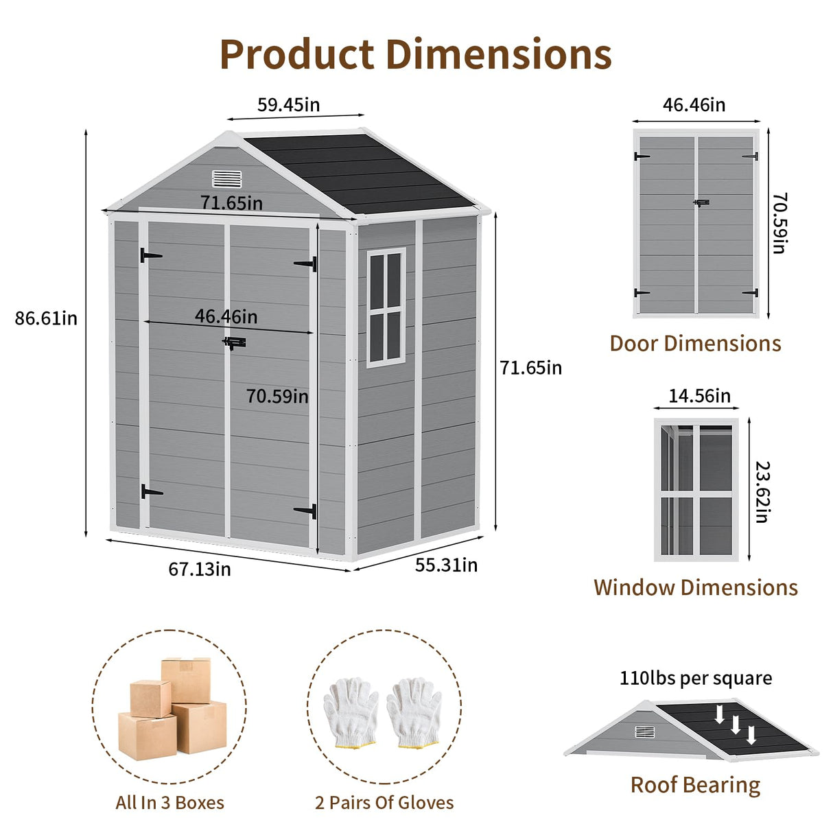 NicBex 6×5 Resin Outdoor Storage Shed with Floor & Window– All-Weather Lockable Small Tool Shed, Outdoor PP Plastic Garden Sheds & Outdoor Storage for Garden, Patio & Backyard – Light Gray NicBex