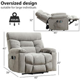 CANMOV Dual Motor Power Lift Recliner Chair for Elderly, 27" Extra-Wide Seat 450 lbs Weight Capacity Infinite Position Adjustment, with Heated Massage, Cup Holders and USB Port, Grey Fabric CANMOV