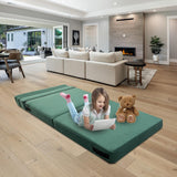 ANONER Memory Foam Fold Out Sofa Bed Couch with Pillow Twin Size Futon Sleeper Chair for Living Room Apartment, Dark Green ANONER