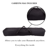 Fabric Hammock with Stand Included - Portable Hammock with Carry Bag and Powder-Coated Steel Frame for Travel or Backyard by Pure Garden (Blue Stripe) Pure Garden