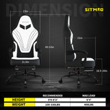 Gaming Chair, Ergonomic Computer Chair with Footrest, Big Tall PC Gamer Chair with Headrest and Massage Lumbar Support, 360° Swivel Height Adjustable Fabric Video Office Chairs for Adults (White) SITMOD