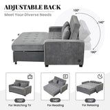 Merax Convertible Pull Out Sofa Bed, 65.7" Upholstered Sleeper Sofa with Dual USB Charging Port, Adjustable Backrest and 2 Pillows, Button Tufted Loveseat Couch for Living Room Bedroom, Charcoal Grey Merax