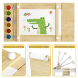 ROOMTEC 2-in-1 Kids Table and Easel Chair Set, Toddler Craft Play Wood Activity Desk with Storage Bins & Paper Roll for Art, Drawing, Reading, Playroom, White, OneSize ROOMTEC