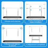 Polar Aurora 46'' Pet Dog Grooming Table,Adjustable Height Heavy Duty Professional Stainless Steel Grooming Table for Dogs at Home for Medium Large Dogs w/H-Shape Arm,2 Nooses,Mesh Tray Polar Aurora
