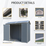 8x4ft Outdoor Storage Shed with Two-Window and Lockable Door, Resin Plastic Shed with Floor for Gargen, Patio, Yard, Lawn, Light Grey Star20XX
