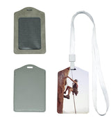 4 Pieces Sublimation Work Card Holder Badge Holders Blank Leather ID Card Holders Sublimation Rope Band DIY Crafts (French Grey) WoodArtSupply