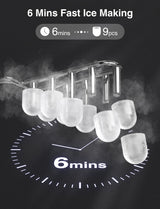 CROWNFUL Ice Maker Countertop, Portable Self-Cleaning Ice Maker Machine with Handle, Scoop and Basket, 9 Bullet Ice Cubes in 6 Mins, 26lbs/24H, Ideal for Home, Kitchen, Office, Bar, Party CROWNFUL