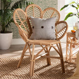 bali & pari Eliava Modern Natural Rattan Flower Accent Chair in Brown bali & pari
